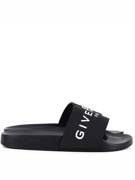 Women's Embossed Logo Slippers Black - GIVENCHY - BALAAN.