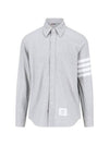 Men's Diagonal Solid Flannel Long Sleeve Shirt Grey - THOM BROWNE - BALAAN 2