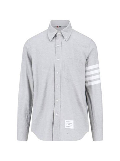 Men's Diagonal Solid Flannel Long Sleeve Shirt Grey - THOM BROWNE - BALAAN 2