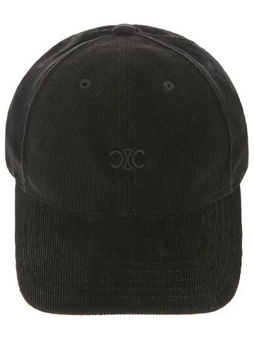 AA01C665W 38OW Triomphe Corduroy Black Ball Cap - CELINE - BALAAN 1