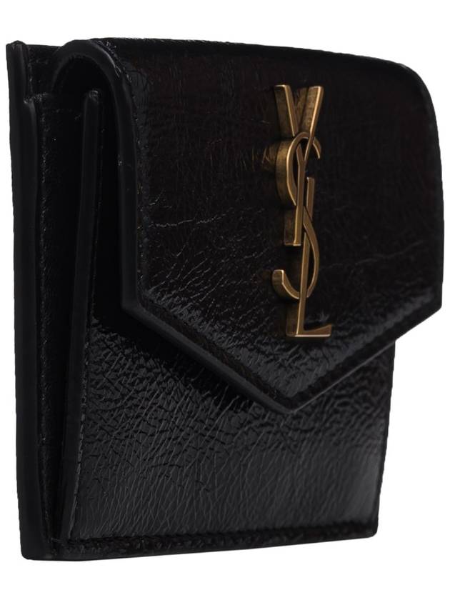 Logo Monogram Calfskin Card Wallet Black - SAINT LAURENT - BALAAN 3