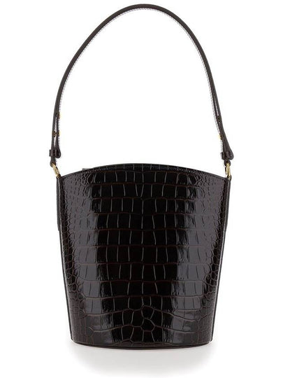 Brown Handbag With T Logo Detail In Croco Printed Leather Woman - TOM FORD - BALAAN 2