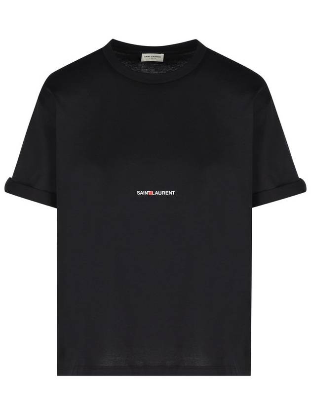 Rive Gauche Short Sleeve T-Shirt Black - SAINT LAURENT - BALAAN 2