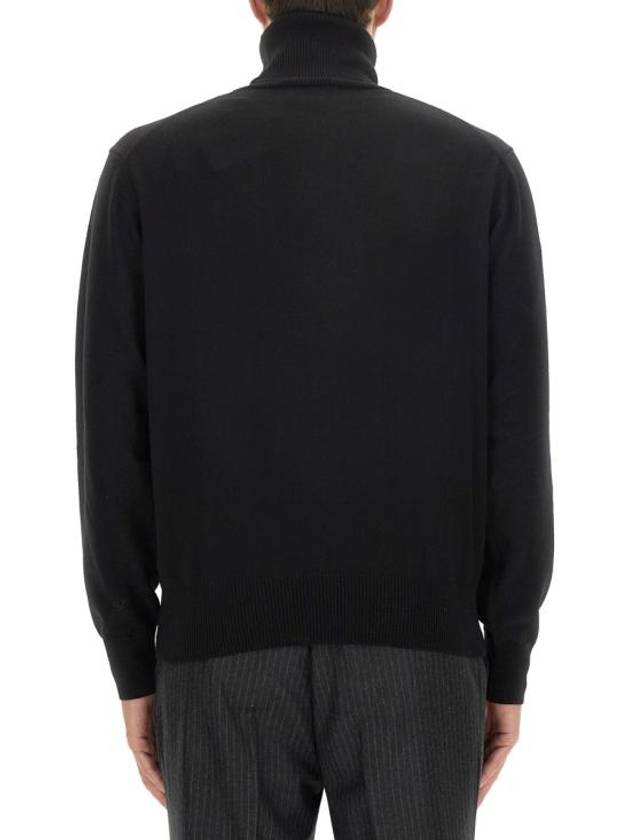 Men's Heart Logo Wool Turtleneck Black - AMI - BALAAN 5