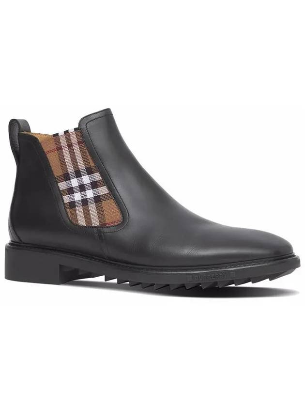 Men's Vintage Check Panel Chelsea Boots Black - BURBERRY - BALAAN 3