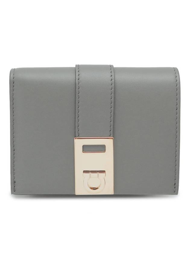 Women's Hug Half  Wallet Ash Grey - SALVATORE FERRAGAMO - BALAAN 1