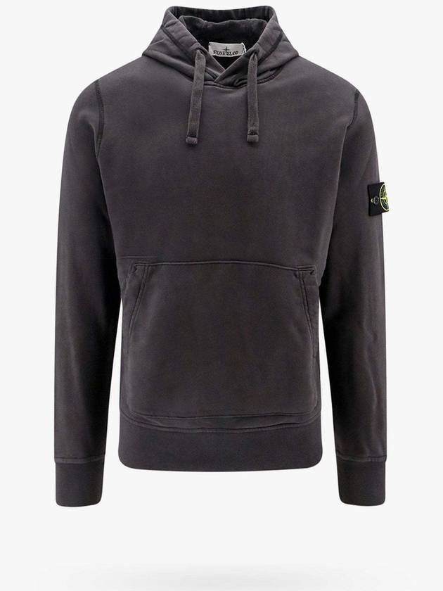 Logo Patch Drawstring Hoodie Charcoal - STONE ISLAND - BALAAN 2