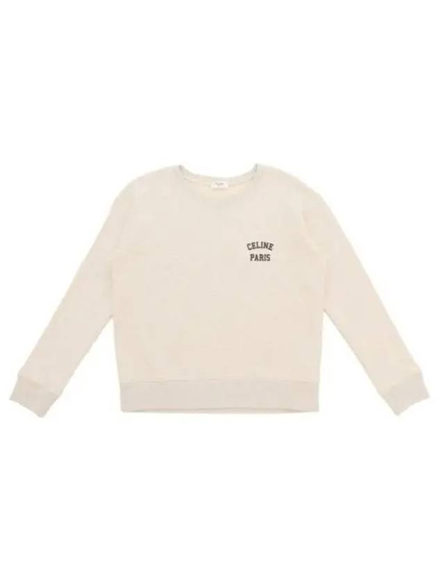 Logo Print Cotton Fleece Loose Sweatshirt Cream - CELINE - BALAAN 2