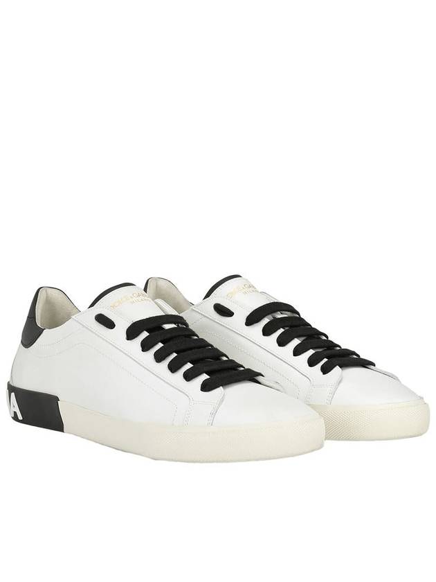 Calfskin Portofino Vintage Sneakers White Black - DOLCE&GABBANA - BALAAN 3