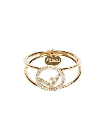 F Is Fendi Crystal-Embellished Ring Gold - FENDI - BALAAN 1