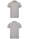 Stripe Trimming Logo Short Sleeve Polo Shirt Grey - MONCLER - BALAAN 5