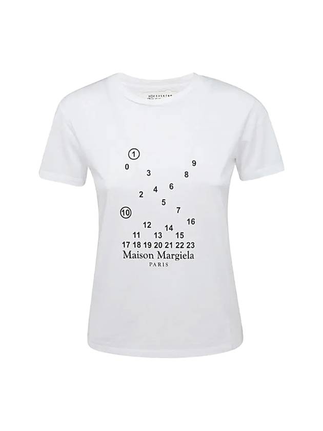 Women's Number Logo Cotton Short Sleeve T-Shirt White - MAISON MARGIELA - BALAAN 1