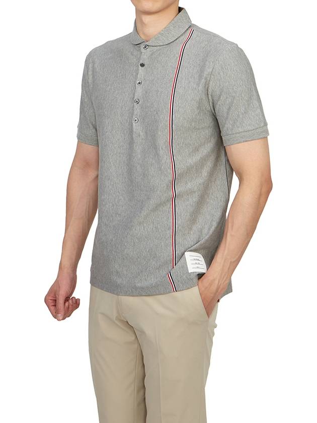 RWB Stripe Polo Shirt Grey - THOM BROWNE - BALAAN 7