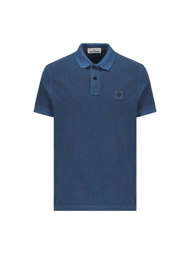 Men's Logo Patch Short Sleeve Polo Shirt Dark Blue - STONE ISLAND - BALAAN 1