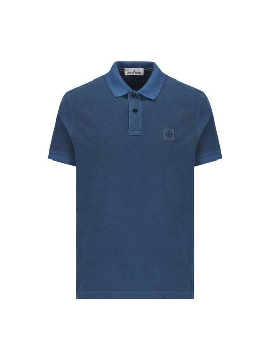 Men's Logo Patch Short Sleeve Polo Shirt Dark Blue - STONE ISLAND - BALAAN 1