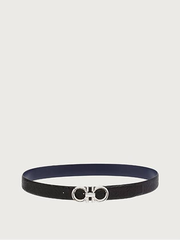 Gancini Buckle Reversible Leather Belt Navy Black - SALVATORE FERRAGAMO - BALAAN 2