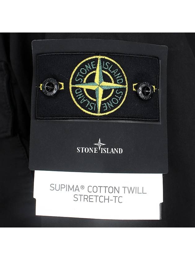 Cotton Twill Stretch Hooded Jacket Black - STONE ISLAND - BALAAN 7