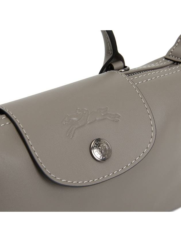 Le Pliage Logo Leather Tote Bag Grey - LONGCHAMP - BALAAN 8