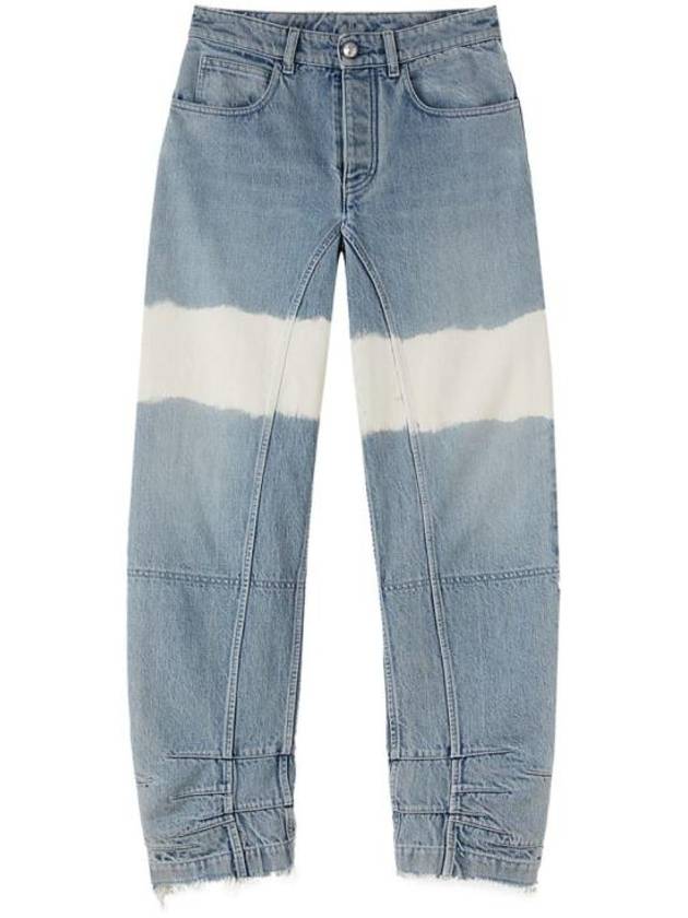 High Waist Color Block Cotton Straight Jeans Blue - JIL SANDER - BALAAN 2