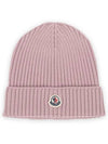 Kids Infant Logo Patch Wool Beanie Pink 3B00015 M1131 51A - MONCLER - BALAAN 1