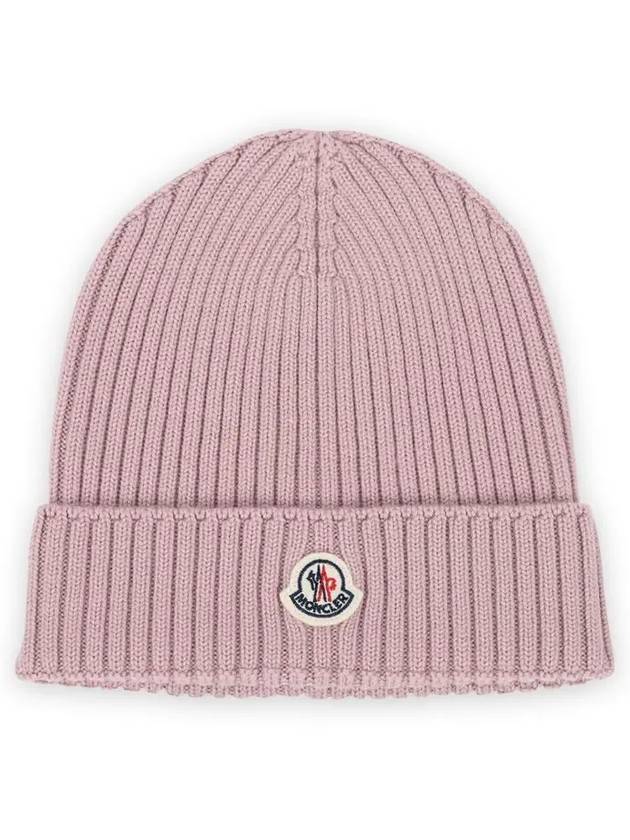 Kids Infant Logo Patch Wool Beanie Pink 3B00015 M1131 51A - MONCLER - BALAAN 2