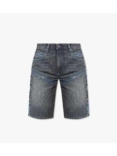 Pants Women Logo Patch Denim Shorts Gray - DIESEL - BALAAN 1