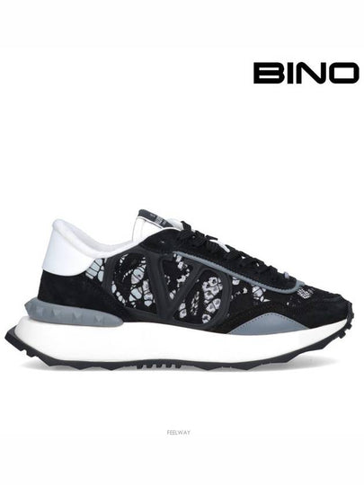 Women's Lace Runner Low Top Sneakers Black - VALENTINO - BALAAN 2