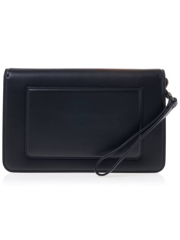 V Logo Leather Clutch Bag Black - VALENTINO - BALAAN 4