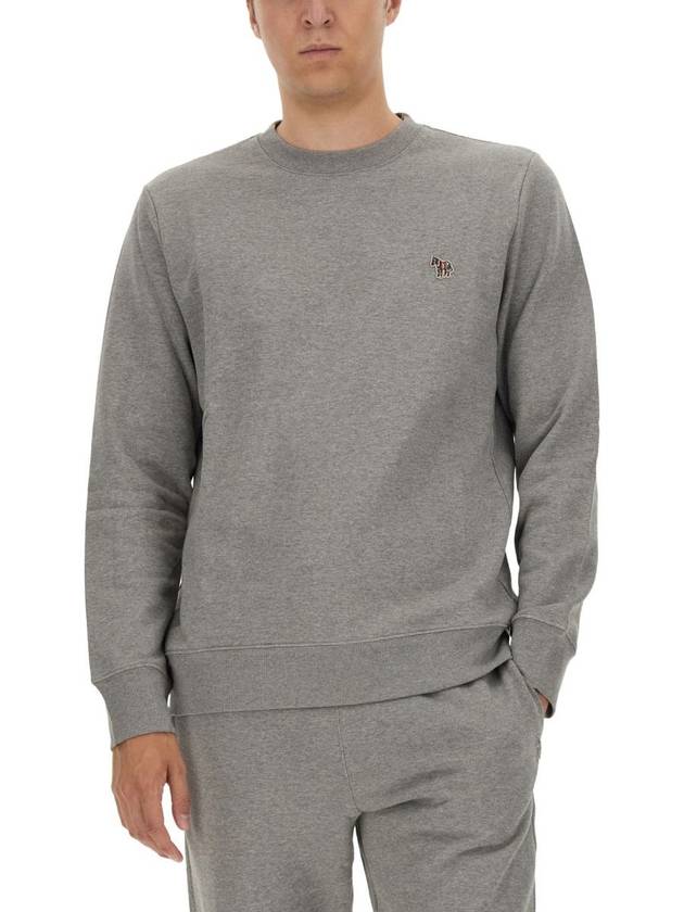 Zebra Patch Organic Cotton Sweatshirt Grey - PAUL SMITH - BALAAN 5