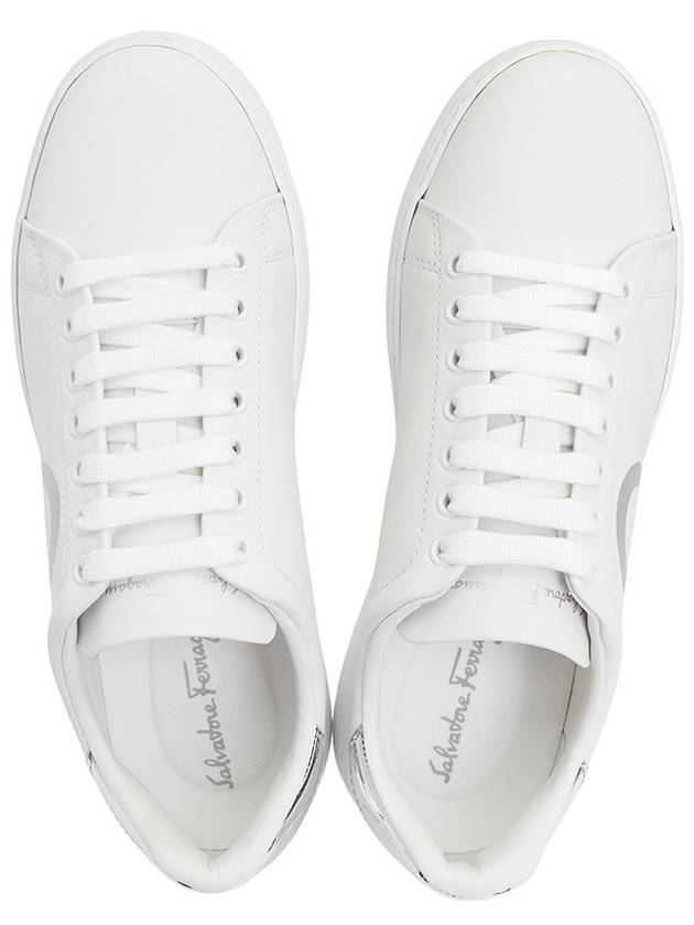 Number Gancini Low Top Sneakers White Silver - SALVATORE FERRAGAMO - BALAAN 3