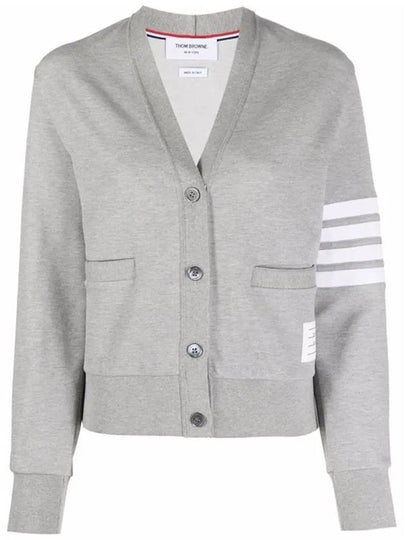 Varsity Pique 4 Bar V-neck Cardigan Light Grey - THOM BROWNE - BALAAN 2