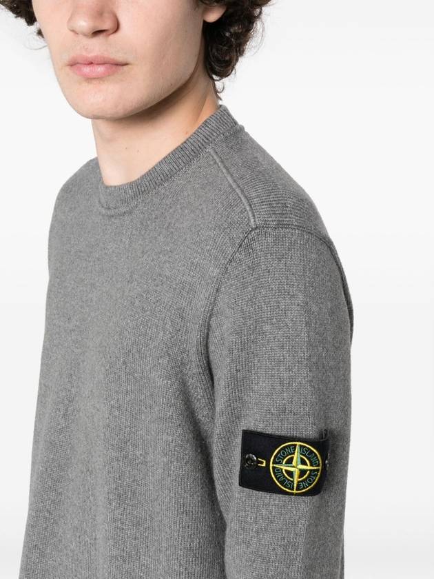 Logo Patch Knit Top Grey - STONE ISLAND - BALAAN 7