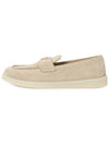 Triangle Logo Suede Leather Loafer Desert Beige - PRADA - BALAAN 4