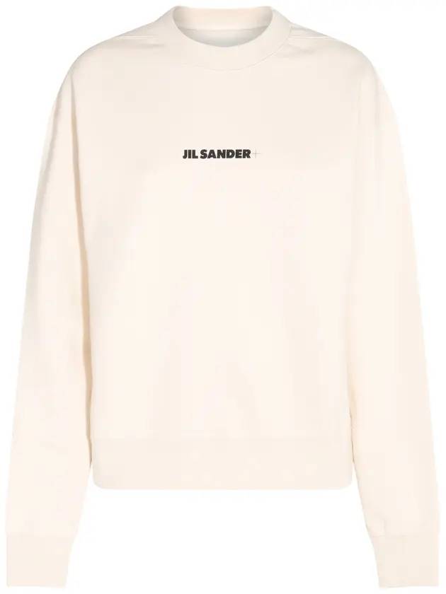 Front Logo Cotton Knit Top Beige - JIL SANDER - BALAAN 1