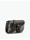 Mini Saddle Strap Grained Calfskin Oblique Jacquard Messenger Bag Beige Black - DIOR - BALAAN 3