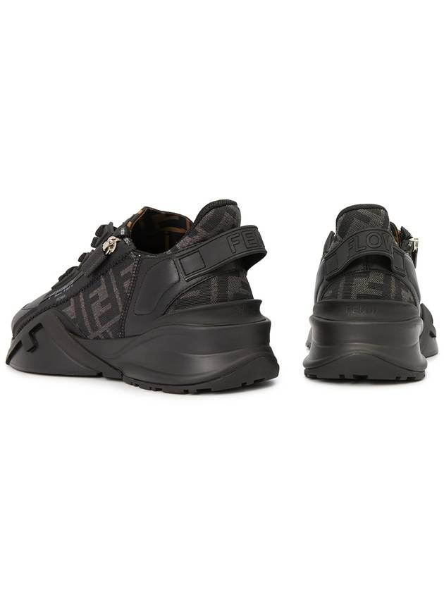 Flow FF Jacquard Leather Running Low Top Sneakers Black - FENDI - BALAAN 7