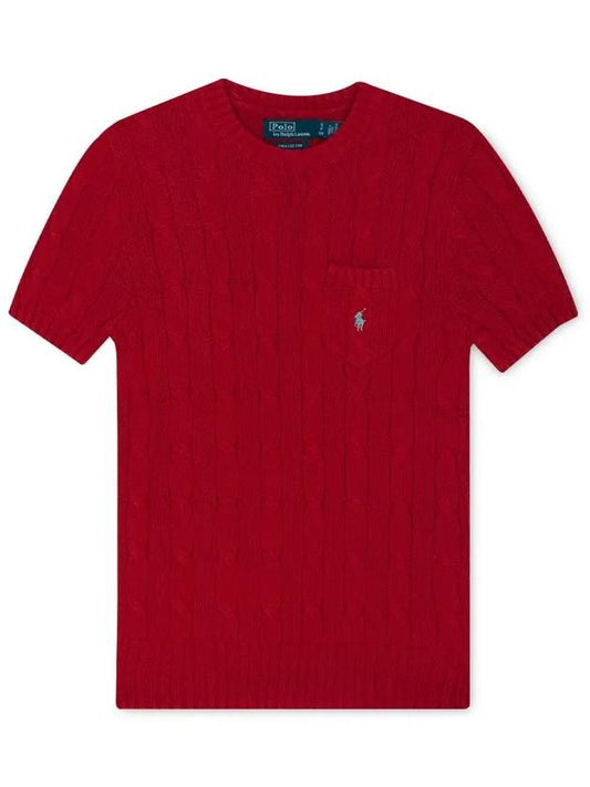 Embroidered Pony Pocket Knit Top Red - POLO RALPH LAUREN - BALAAN 2