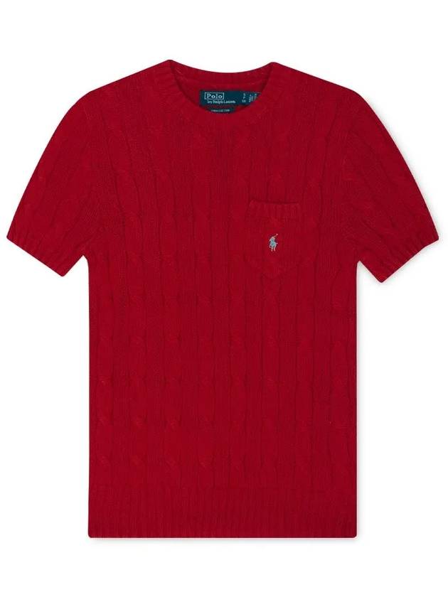 Embroidered Pony Pocket Knit Top Red - POLO RALPH LAUREN - BALAAN 4