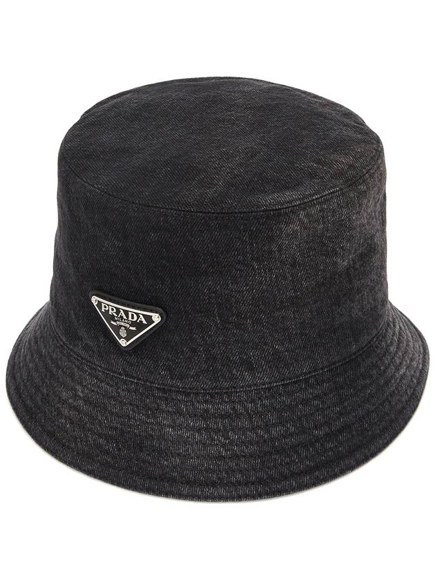 Triangle Logo Denim Bucket Hat Black - PRADA - BALAAN 2