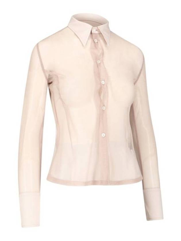 See Through Cotton Long Sleeved Shirt Beige - MAISON MARGIELA - BALAAN 3