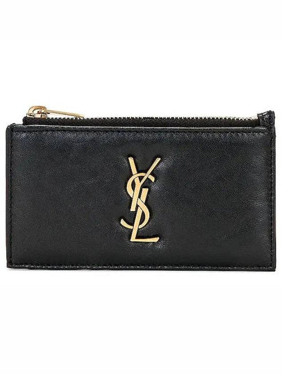 Cassandre Zipped Card Wallet Black - SAINT LAURENT - BALAAN 2