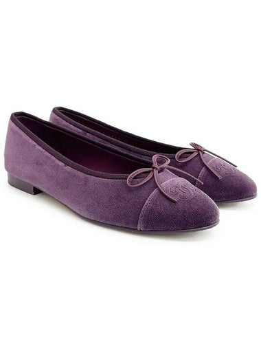 21A Velvet Ballerino Flat Shoes 38 Purple 2ET2297 - CHANEL - BALAAN 1