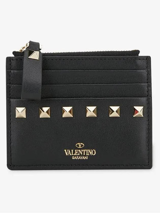 Women's Rockstud Zipper Black Card Wallet 0T35 BOL 0NO - VALENTINO - BALAAN 2