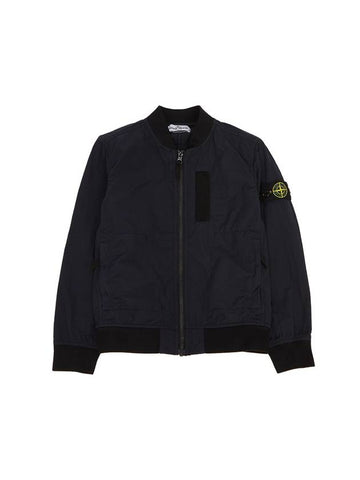 Kids Garment Dyed Cotton Nylon Bomber Jacket Navy - STONE ISLAND - BALAAN 1