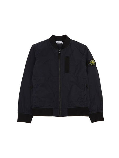 Kids Garment Dyed Cotton Nylon Bomber Jacket Navy - STONE ISLAND - BALAAN 2