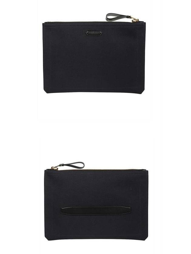 120H0419T TCN005 C5901 Logo embroidery hammered Berkeley canvas medium clutch dark navy bag TJ - TOM FORD - BALAAN 4