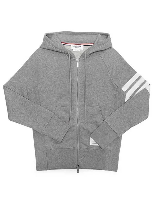 Engineered 4 Bar Diagonal Zip Up Hoodie Light Grey - THOM BROWNE - BALAAN 5