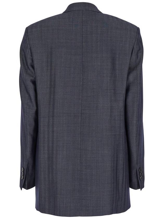 Grey Oversized Double-Breasted Jacket With Wide Revers In Wool Blend Woman - ETRO - BALAAN 2