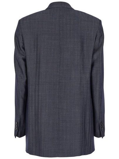 Grey Oversized Double-Breasted Jacket With Wide Revers In Wool Blend Woman - ETRO - BALAAN 2