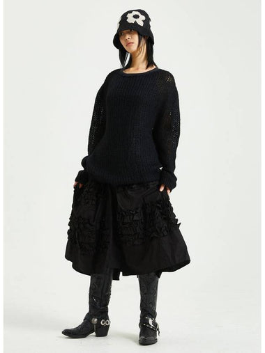 Mohair Net Slim Knit Top Black - RAWMANTICS - BALAAN 1